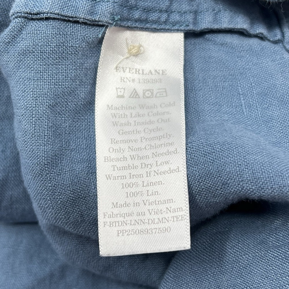 Everlane Linen Top Womens 16 Boxy Blue Short Sleeve Dolman Lagenlook - Picture 5 of 7